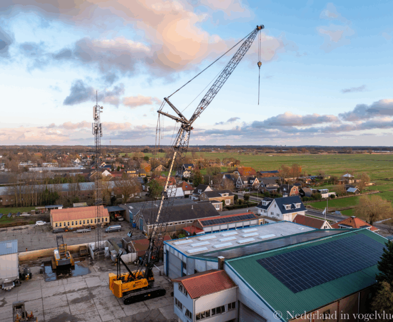 SANY SCE 1350A‑EV elektrische rupskraan in actie met 76 m boom